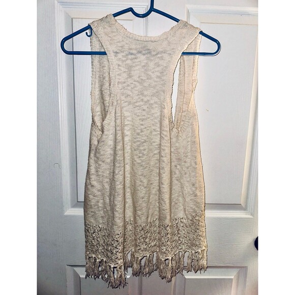 Vintage Oh.M.G  Crochet Cotton Fringe Vest Size Small - Picture 3 of 3